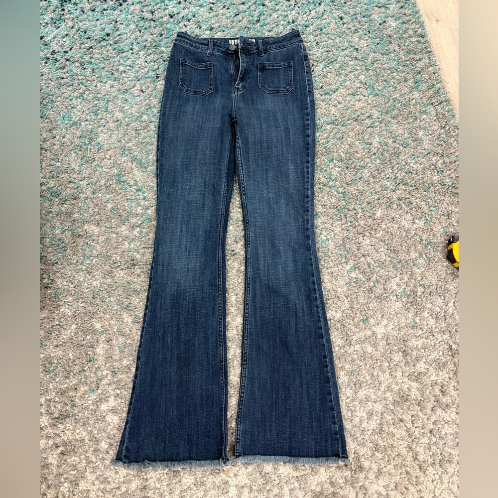 Idyllwind Dark Blue frayed hem Flare Jeans 6L
